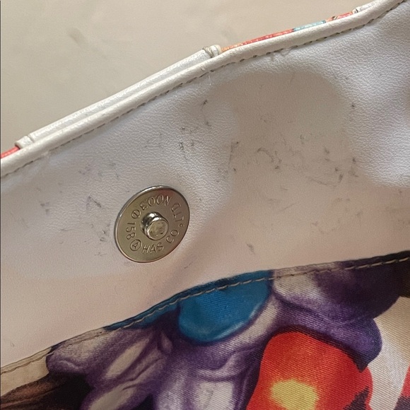 Sharif 1827 Floral Watercolor Print Multi-Pocket Leather Hobo/Shoulder Bag - Picture 10 of 14